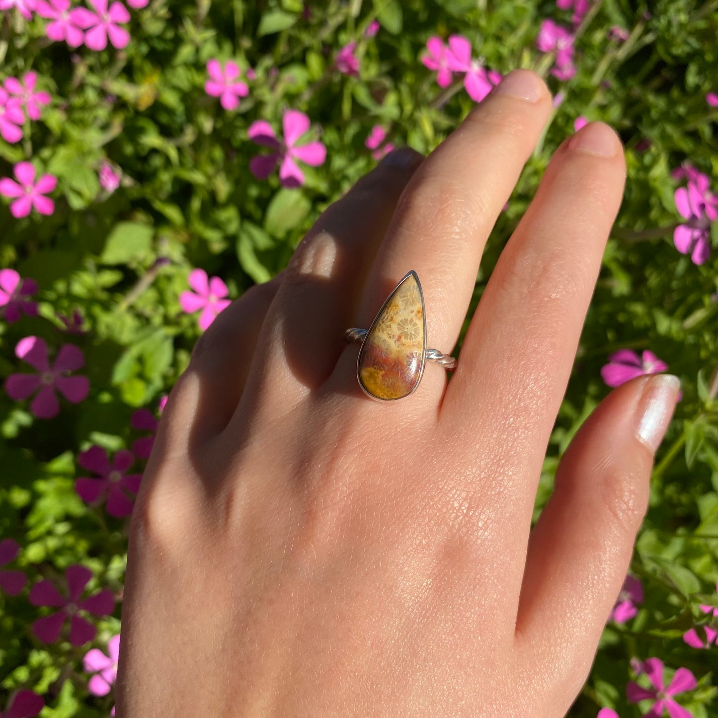 Fossilised Coral Stone Ring