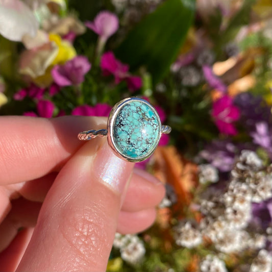 Rare Tibetan Turquoise With A Twist Ring