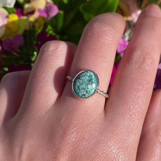 Rare Tibetan Turquoise With A Twist Ring