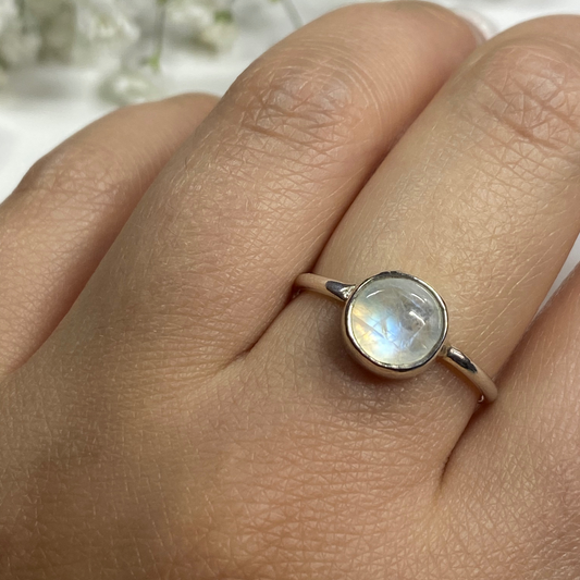 Cute Small Moonstone With Simple Band