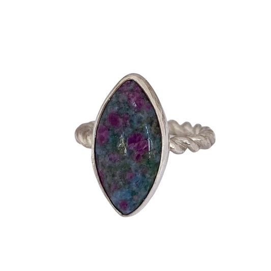Ruby in Fuchsite With A Twist Ring