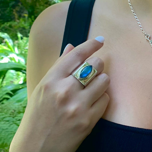 One of a Kind Statement Labradorite Ring